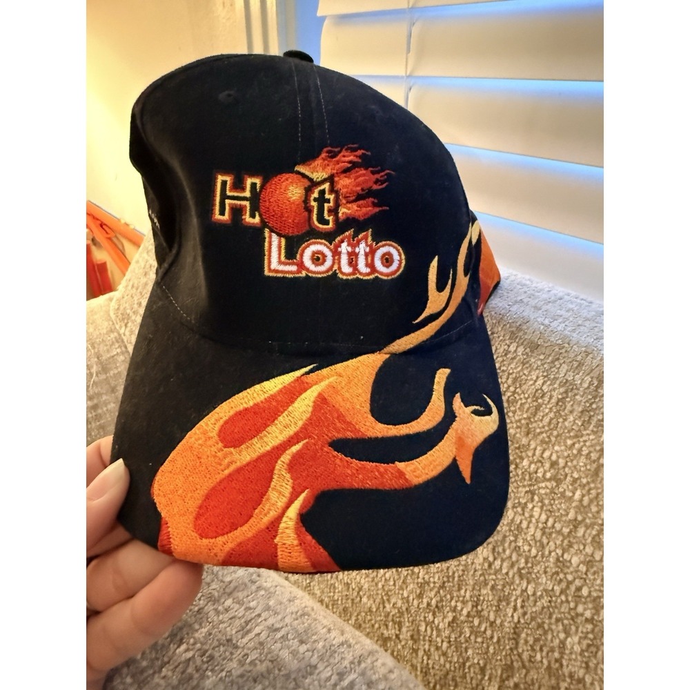 Vintage Baseball Cap Hat‎ Flames Fire Hot Lotto Lottery Gambling Casino OSFA